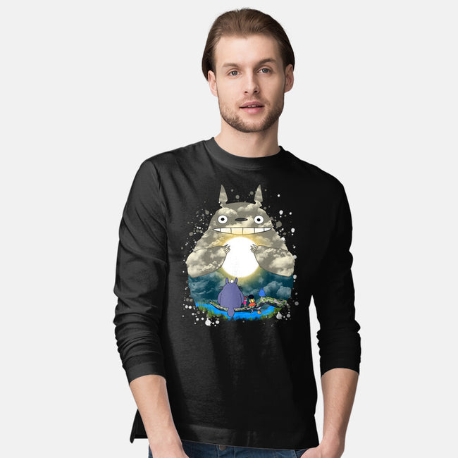 Totoro Moonlight-Mens-Long Sleeved-Tee-JamesQJO