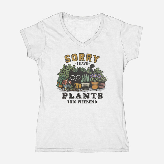 I Have Plants This Weekend-Womens-V-Neck-Tee-kg07