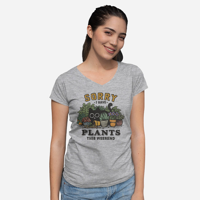 I Have Plants This Weekend-Womens-V-Neck-Tee-kg07