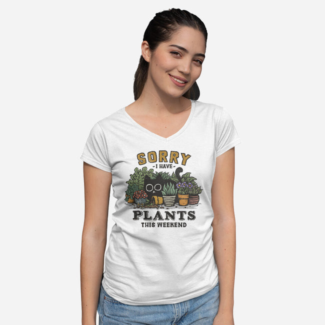 I Have Plants This Weekend-Womens-V-Neck-Tee-kg07