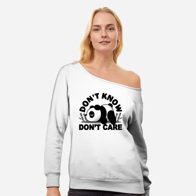 Don't Know Don't Care-Womens-Off Shoulder-Sweatshirt-Vallina84