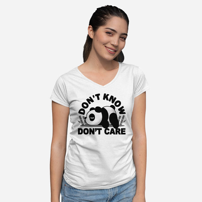 Don't Know Don't Care-Womens-V-Neck-Tee-Vallina84