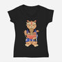 Ramen Meowster Standing-Womens-V-Neck-Tee-vp021