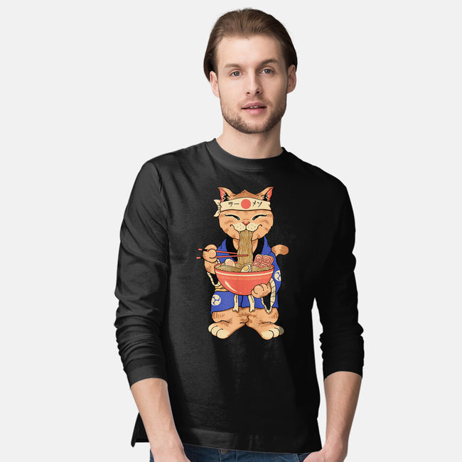 Ramen Meowster Standing-Mens-Long Sleeved-Tee-vp021