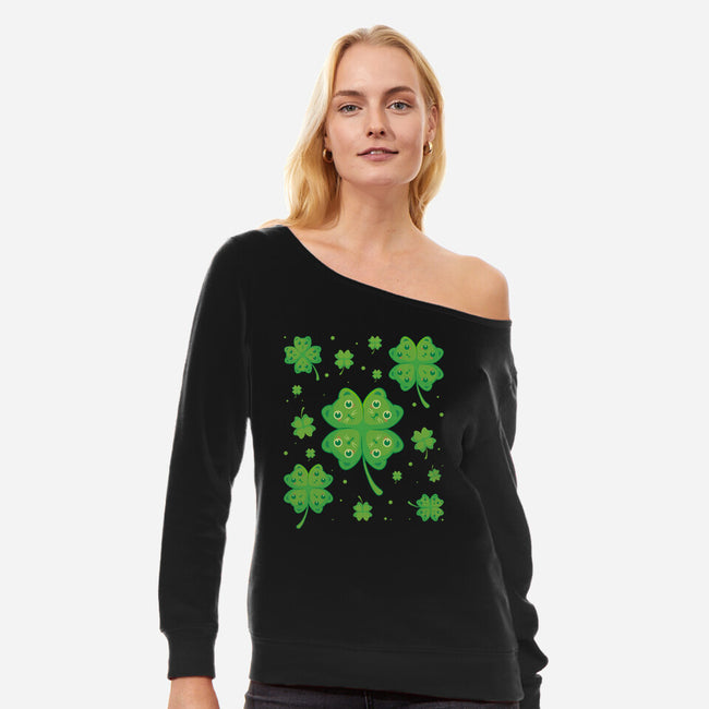 Lucky Kittens-Womens-Off Shoulder-Sweatshirt-erion_designs