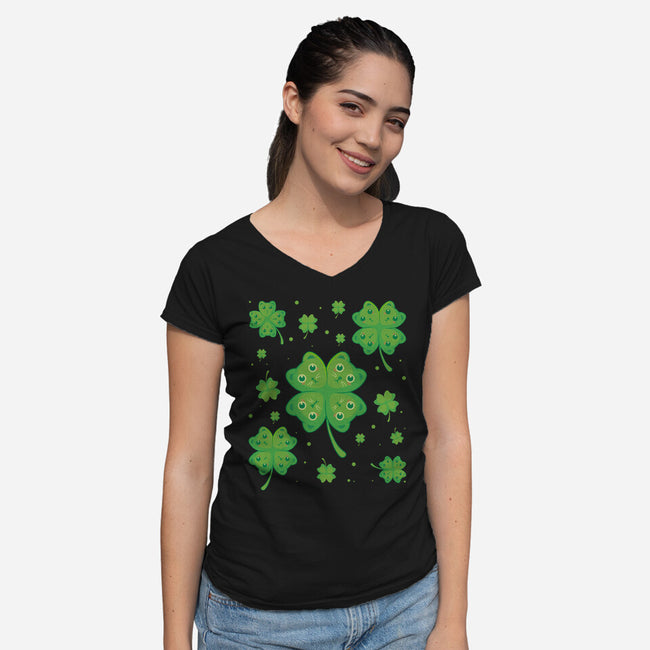 Lucky Kittens-Womens-V-Neck-Tee-erion_designs