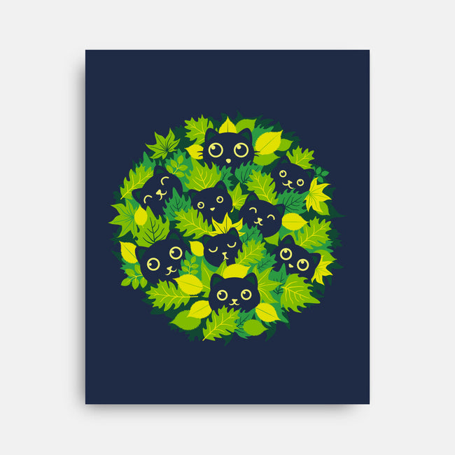 Spring Leaf Kittens-None-Stretched-Canvas-erion_designs