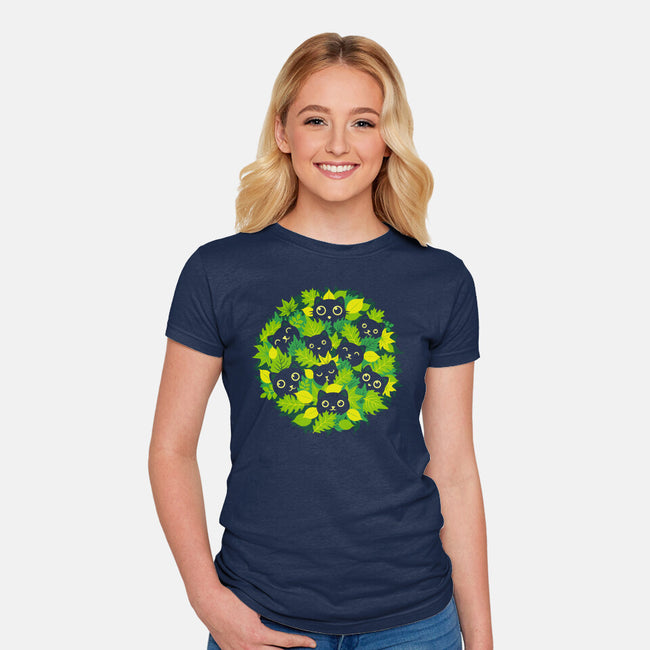 Spring Leaf Kittens-Womens-Fitted-Tee-erion_designs