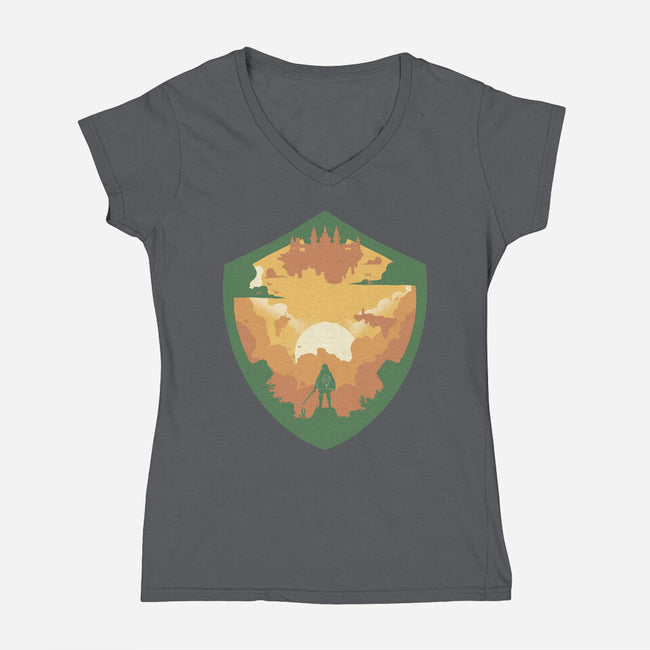 Hylian Shield-Womens-V-Neck-Tee-RamenBoy