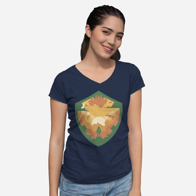 Hylian Shield-Womens-V-Neck-Tee-RamenBoy