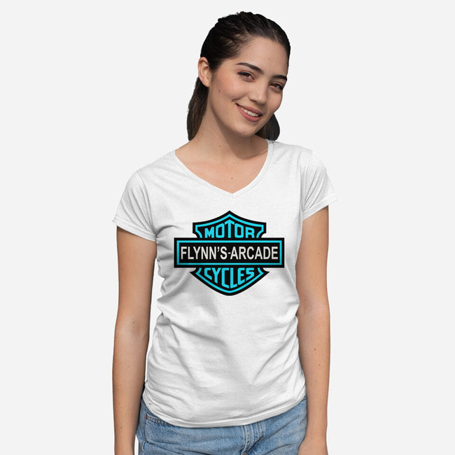 Flynns Arcade-Womens-V-Neck-Tee-Melonseta