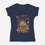 Burger Monster-Womens-V-Neck-Tee-MeanMonkey