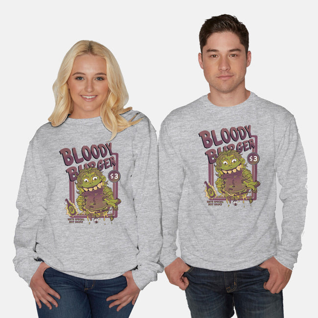 Burger Monster-Unisex-Crew Neck-Sweatshirt-MeanMonkey