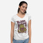 Burger Monster-Womens-V-Neck-Tee-MeanMonkey