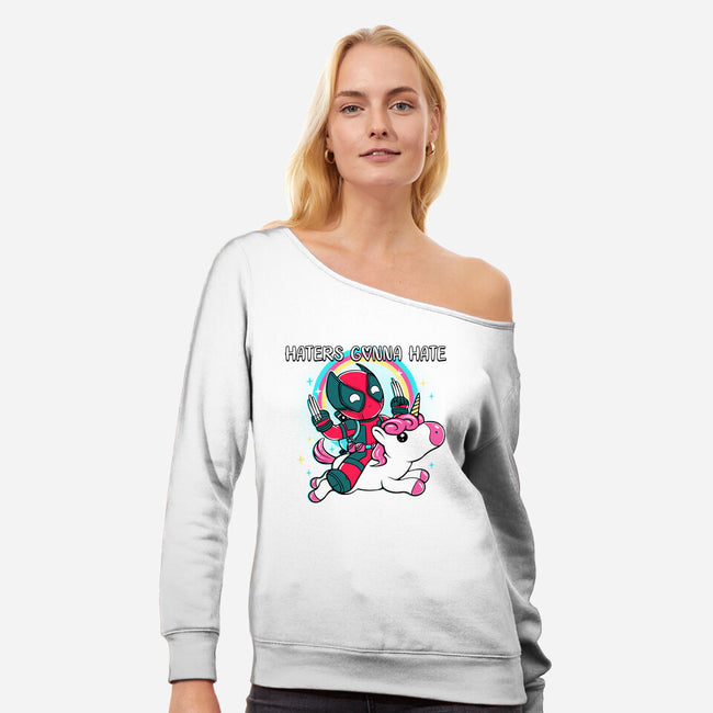 Haters Gonna Hate-Womens-Off Shoulder-Sweatshirt-naomori