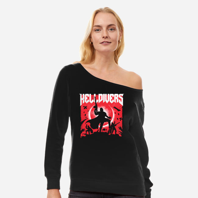 Helldivers Doom-Womens-Off Shoulder-Sweatshirt-rocketman_art
