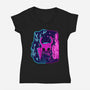 The Hollow Neon Knight-Womens-V-Neck-Tee-nickzzarto