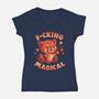 Red Panda Magic-Womens-V-Neck-Tee-eduely