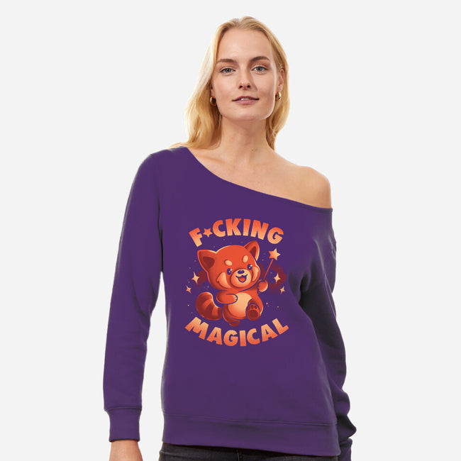 Red Panda Magic-Womens-Off Shoulder-Sweatshirt-eduely