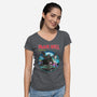 Iron Hell-Womens-V-Neck-Tee-rocketman_art