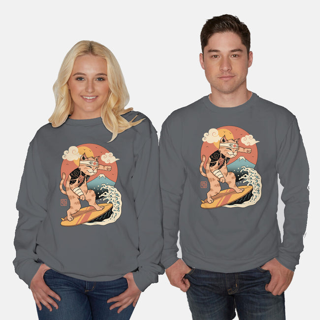 Meowster Surfer-Unisex-Crew Neck-Sweatshirt-vp021