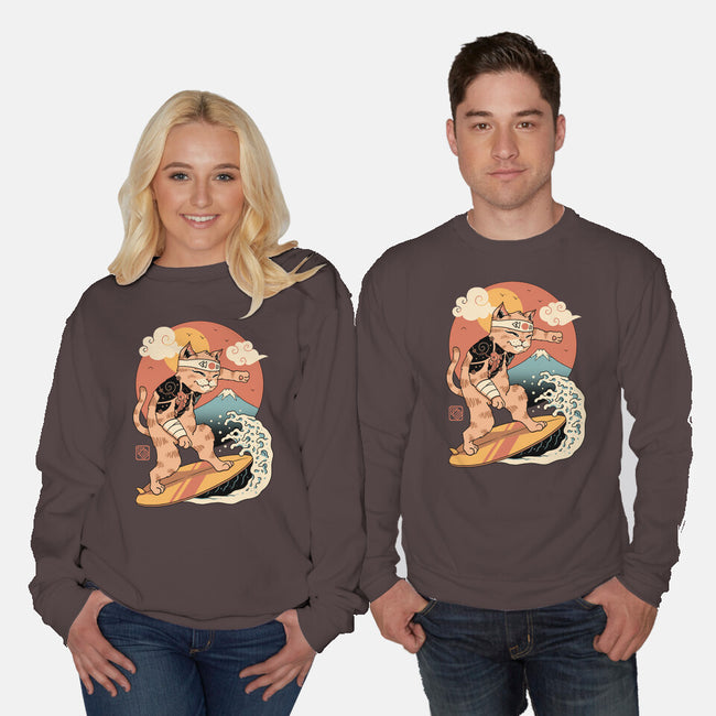 Meowster Surfer-Unisex-Crew Neck-Sweatshirt-vp021