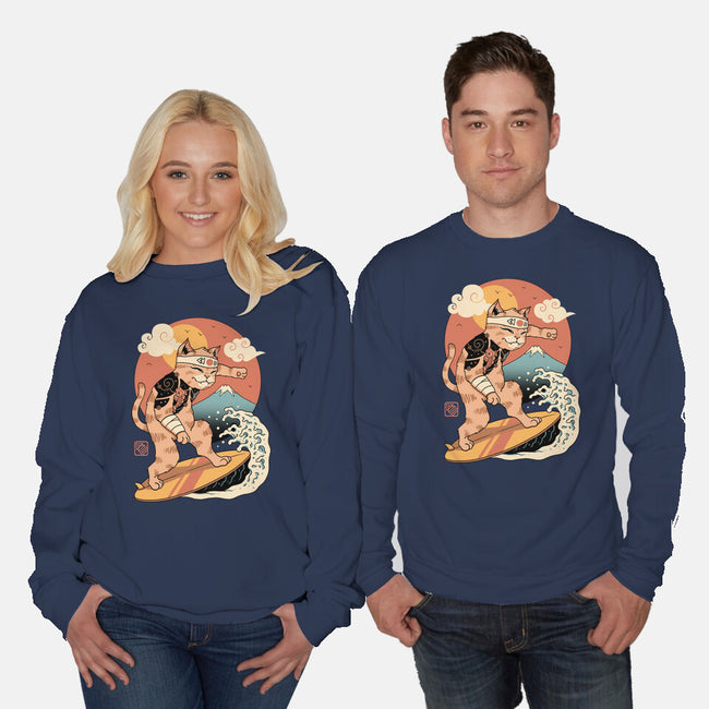 Meowster Surfer-Unisex-Crew Neck-Sweatshirt-vp021