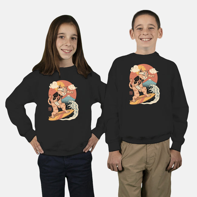 Meowster Surfer-Youth-Crew Neck-Sweatshirt-vp021