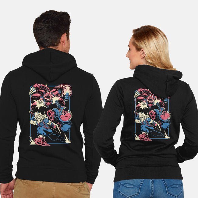 Sentinel's Rampage-Unisex-Zip-Up-Sweatshirt-Henrique Torres