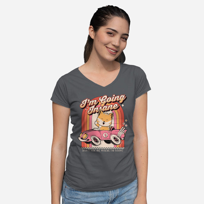 I'm Going Insane-Womens-V-Neck-Tee-GODZILLARGE