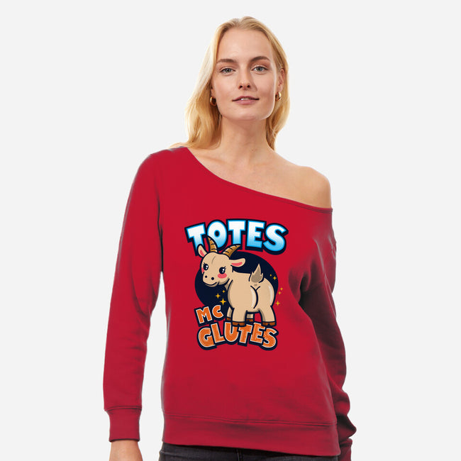 Totes McGlutes-Womens-Off Shoulder-Sweatshirt-Boggs Nicolas