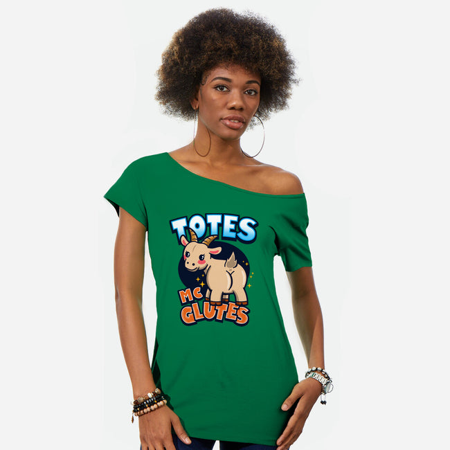 Totes McGlutes-Womens-Off Shoulder-Tee-Boggs Nicolas