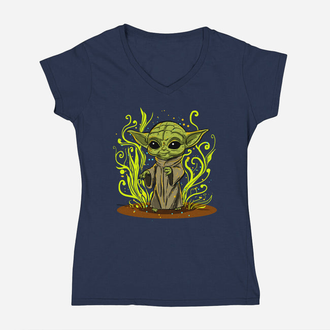 Grogu's Garden-Womens-V-Neck-Tee-kharmazero