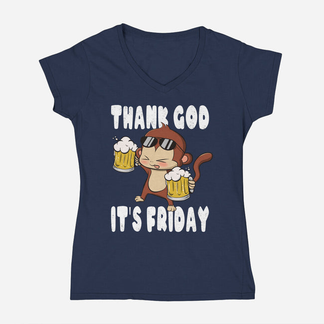 Friday Monkey-Womens-V-Neck-Tee-fanfabio