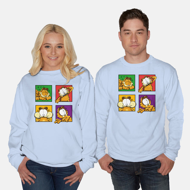 Orange Cat Emotions-Unisex-Crew Neck-Sweatshirt-nickzzarto