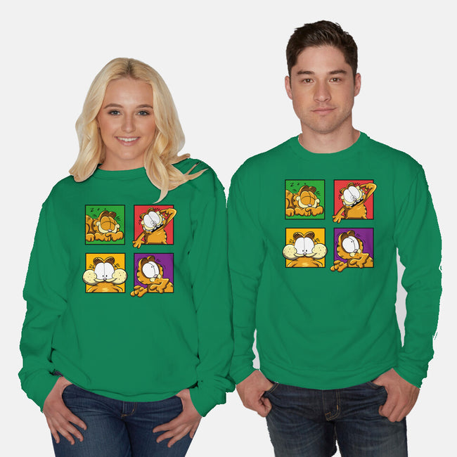 Orange Cat Emotions-Unisex-Crew Neck-Sweatshirt-nickzzarto