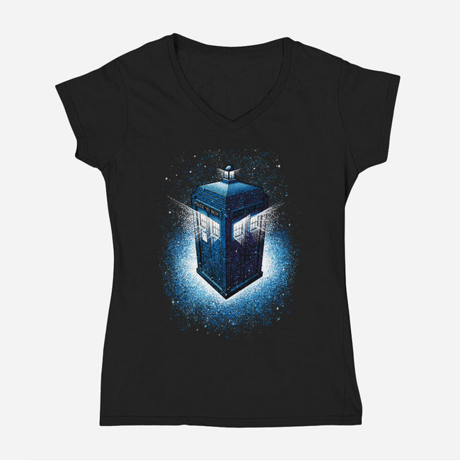 Tardis Splash-Womens-V-Neck-Tee-Tronyx79