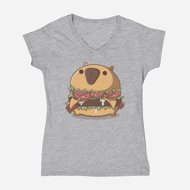 Capyburger-Womens-V-Neck-Tee-Claudia