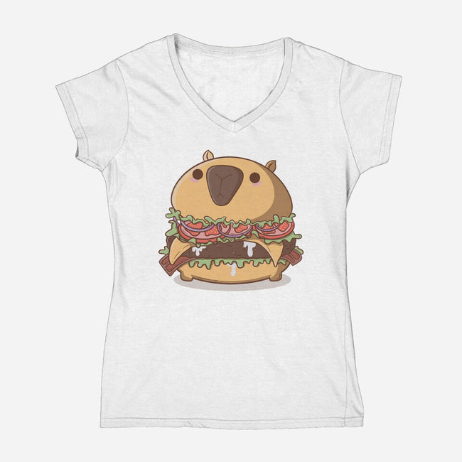 Capyburger-Womens-V-Neck-Tee-Claudia