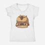 Capyburger-Womens-V-Neck-Tee-Claudia