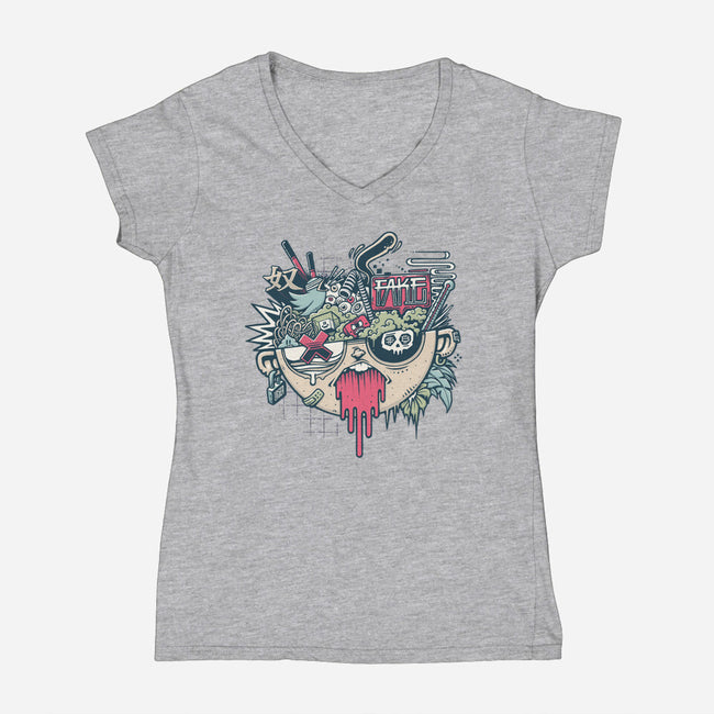 Social Media Anxiety-Womens-V-Neck-Tee-StudioM6