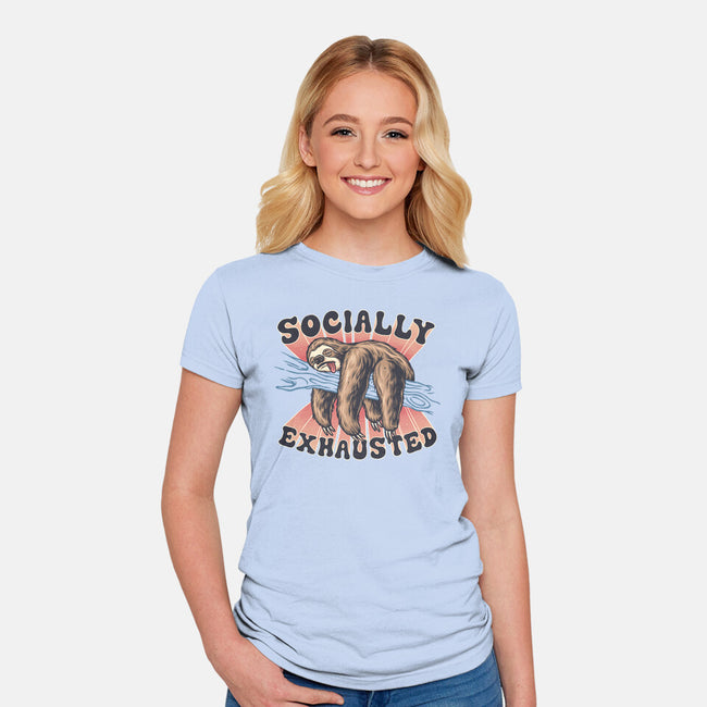 Socially Exhausted-Womens-Fitted-Tee-momma_gorilla