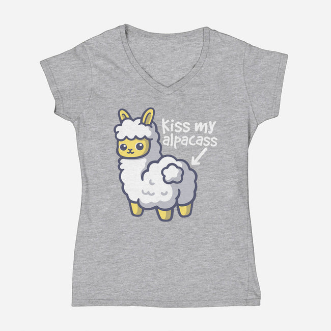 Kiss My Alpacass-Womens-V-Neck-Tee-NemiMakeit