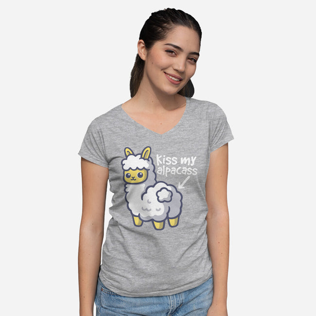 Kiss My Alpacass-Womens-V-Neck-Tee-NemiMakeit