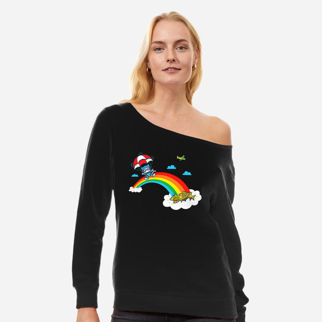 At The End Of The Rainbow-Womens-Off Shoulder-Sweatshirt-Boggs Nicolas