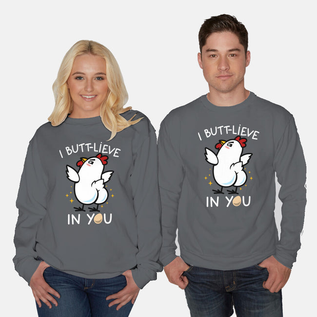 I Butt-lieve In You-Unisex-Crew Neck-Sweatshirt-Boggs Nicolas