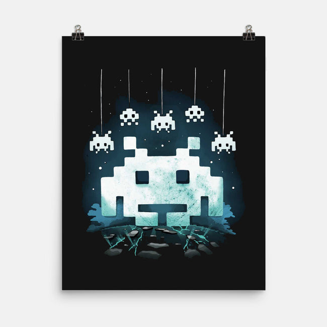 Space Moon Invaders-None-Matte-Poster-Vallina84