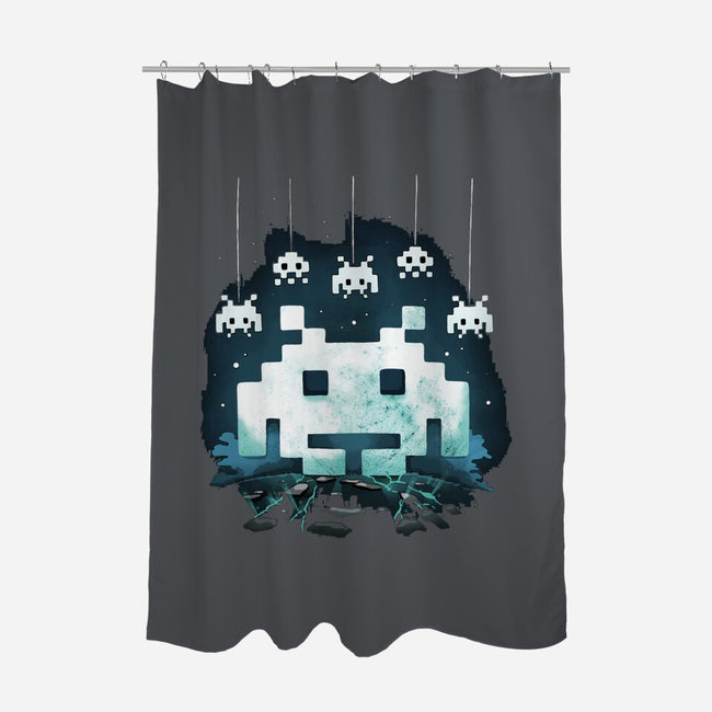 Space Moon Invaders-None-Polyester-Shower Curtain-Vallina84