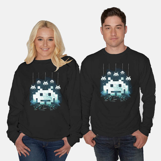 Space Moon Invaders-Unisex-Crew Neck-Sweatshirt-Vallina84