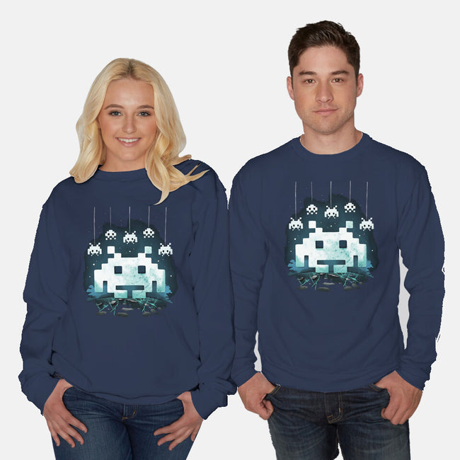 Space Moon Invaders-Unisex-Crew Neck-Sweatshirt-Vallina84